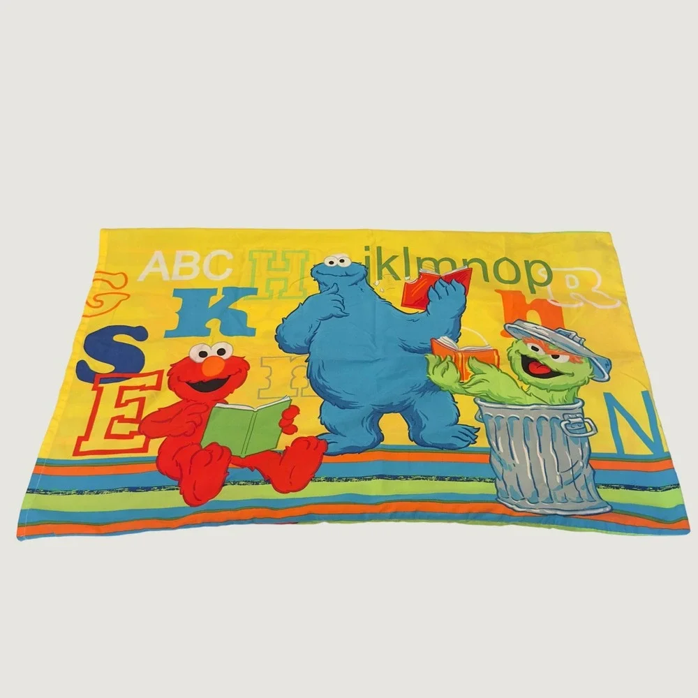 SESAME STREET Double-Sided Pillowcase 123/ABC Elmo, Cookie Monster, Oscar Grouch